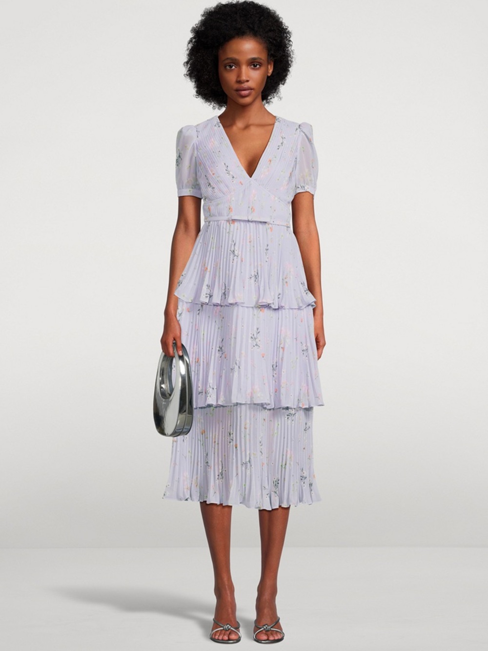 Self-Portrait Plissé Floral Midi Dress - US Size 8 - Like New! - Picture 5 of 13
